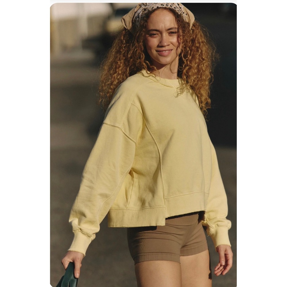 Free People Movement  Intercept Pullover Yellow New NWT medium sweatshirt casual